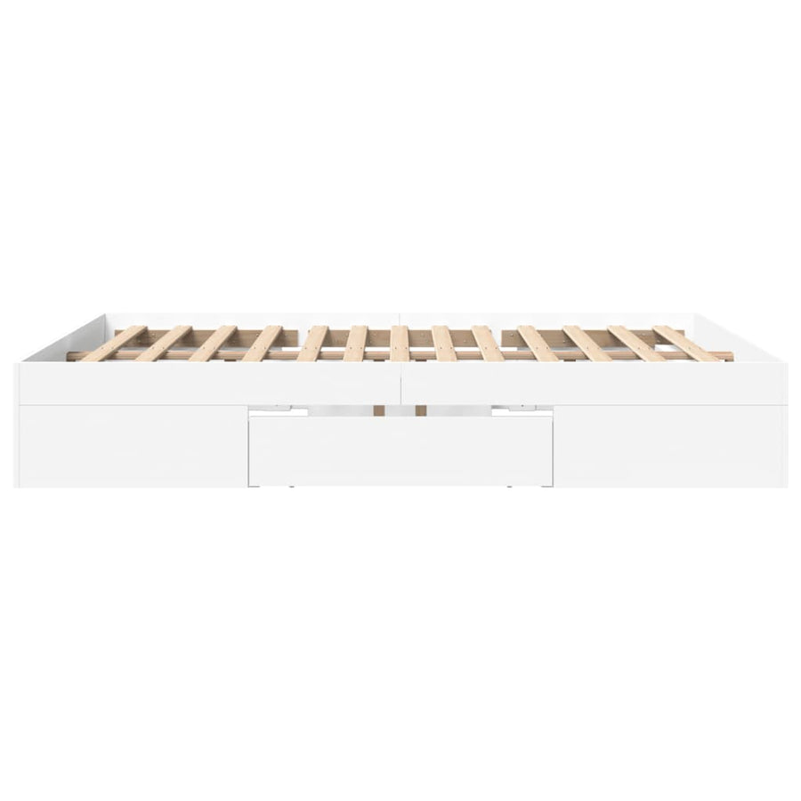 Bedframe bewerkt hout wit 160x200 cm
