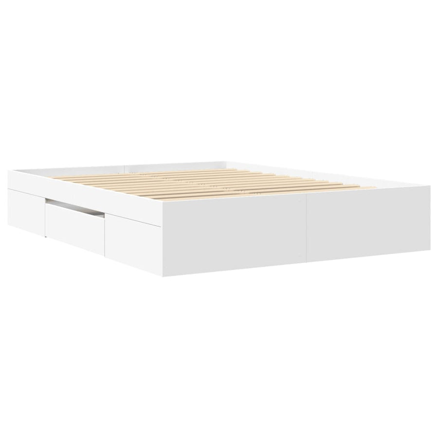Bedframe bewerkt hout wit 160x200 cm