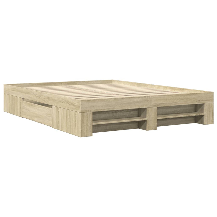 Bedframe bewerkt hout sonoma eikenkleurig 160x200 cm