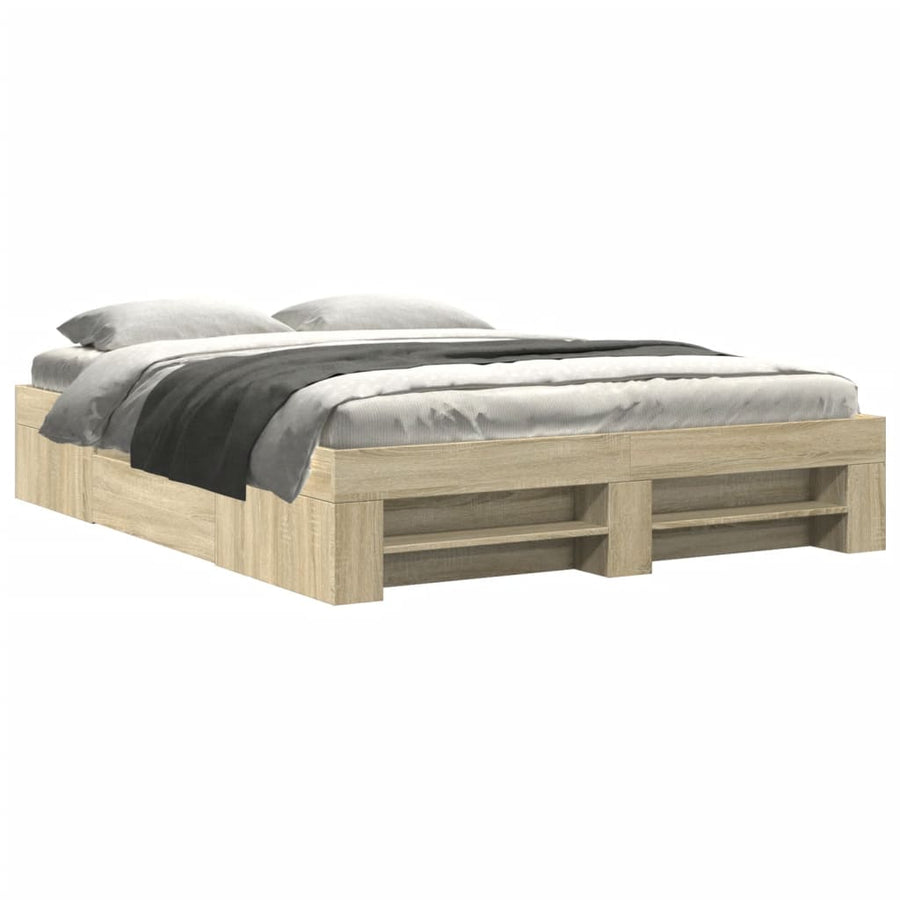 Bedframe bewerkt hout sonoma eikenkleurig 160x200 cm