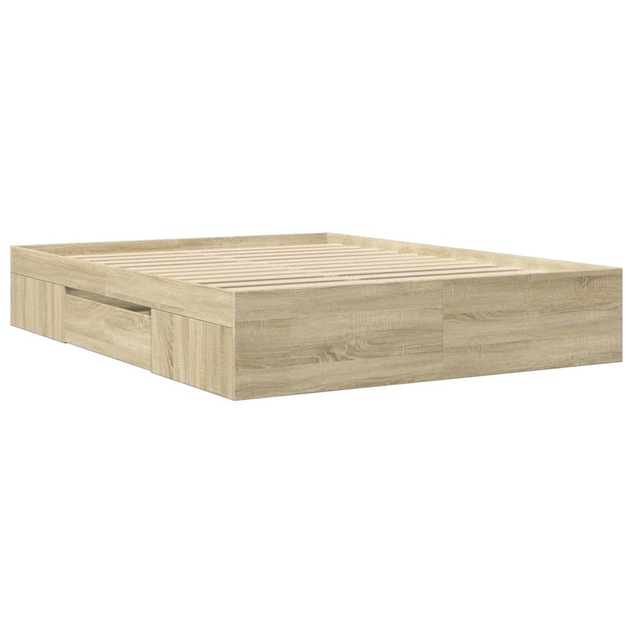 Bedframe bewerkt hout sonoma eikenkleurig 160x200 cm
