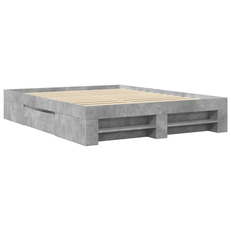 Bedframe bewerkt hout betongrijs 160x200 cm