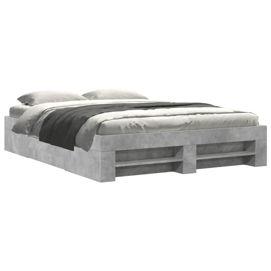 Bedframe bewerkt hout betongrijs 160x200 cm