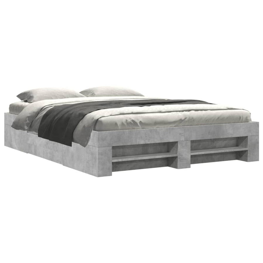 Bedframe bewerkt hout betongrijs 160x200 cm