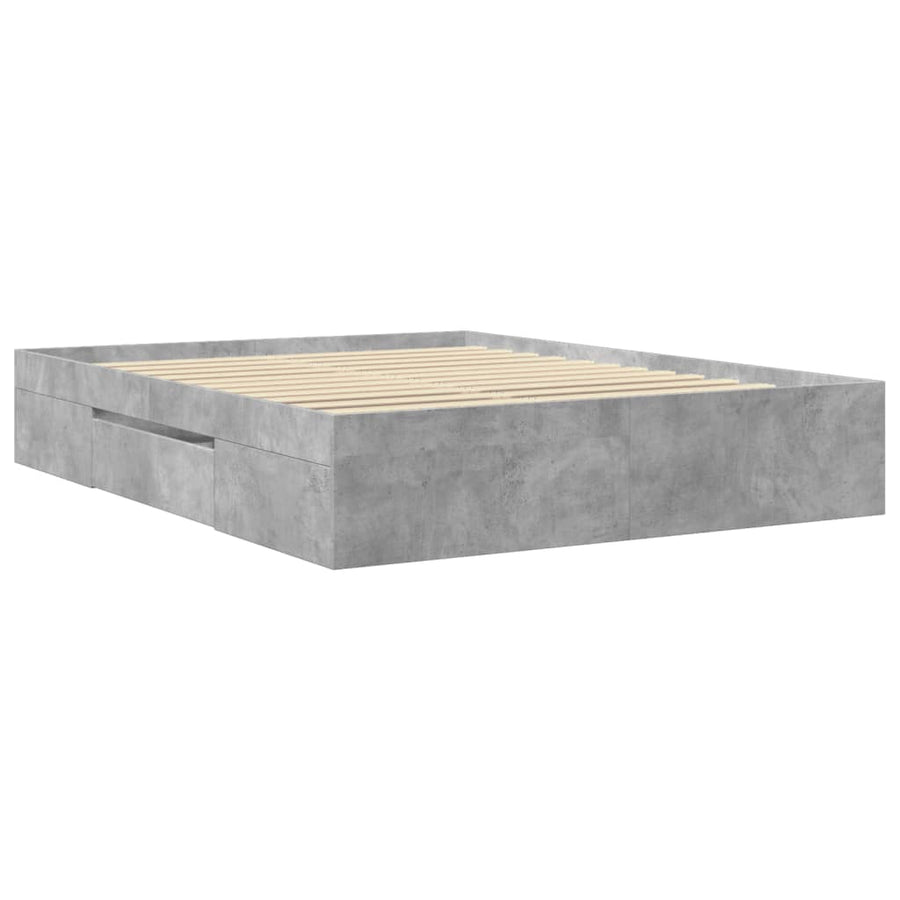 Bedframe bewerkt hout betongrijs 160x200 cm