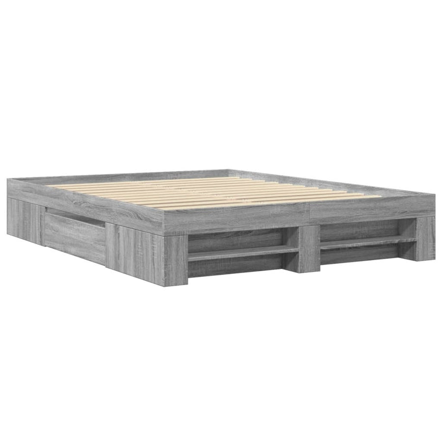 Bedframe bewerkt hout grijs sonoma eikenkleurig 160x200 cm
