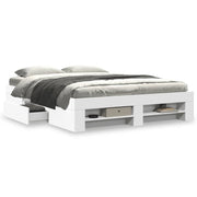 White carved wooden bed frame 150x200 cm
