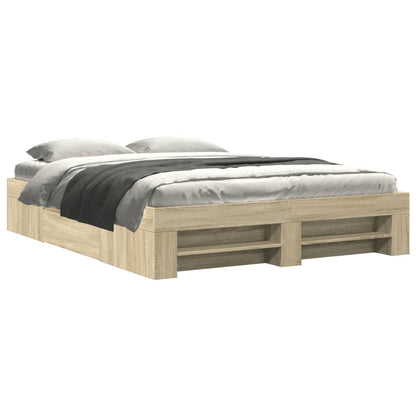 Bedframe bewerkt hout sonoma eikenkleurig 150x200 cm