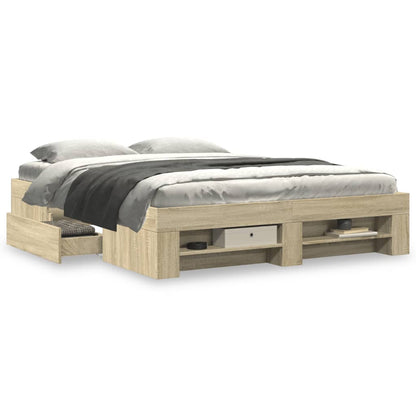 Bedframe bewerkt hout sonoma eikenkleurig 150x200 cm