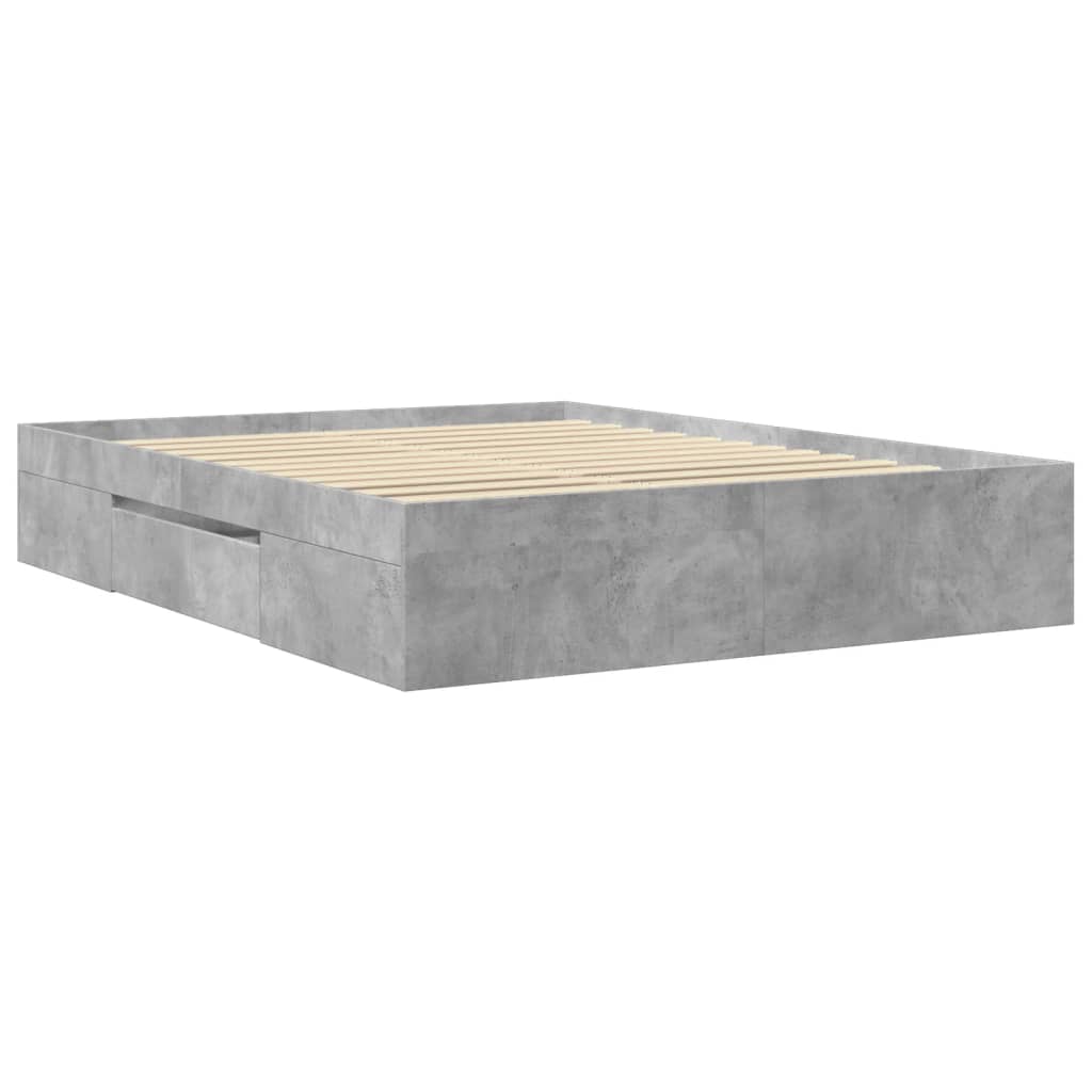Bedframe bewerkt hout betongrijs 150x200 cm