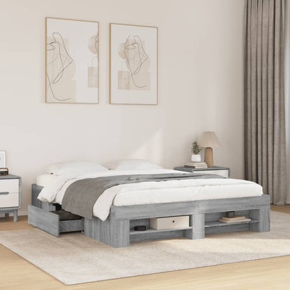 Bedframe bewerkt hout grijs sonoma eikenkleurig 150x200 cm