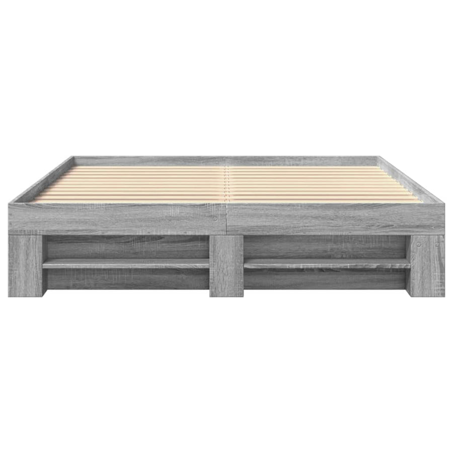 Bedframe bewerkt hout grijs sonoma eikenkleurig 150x200 cm
