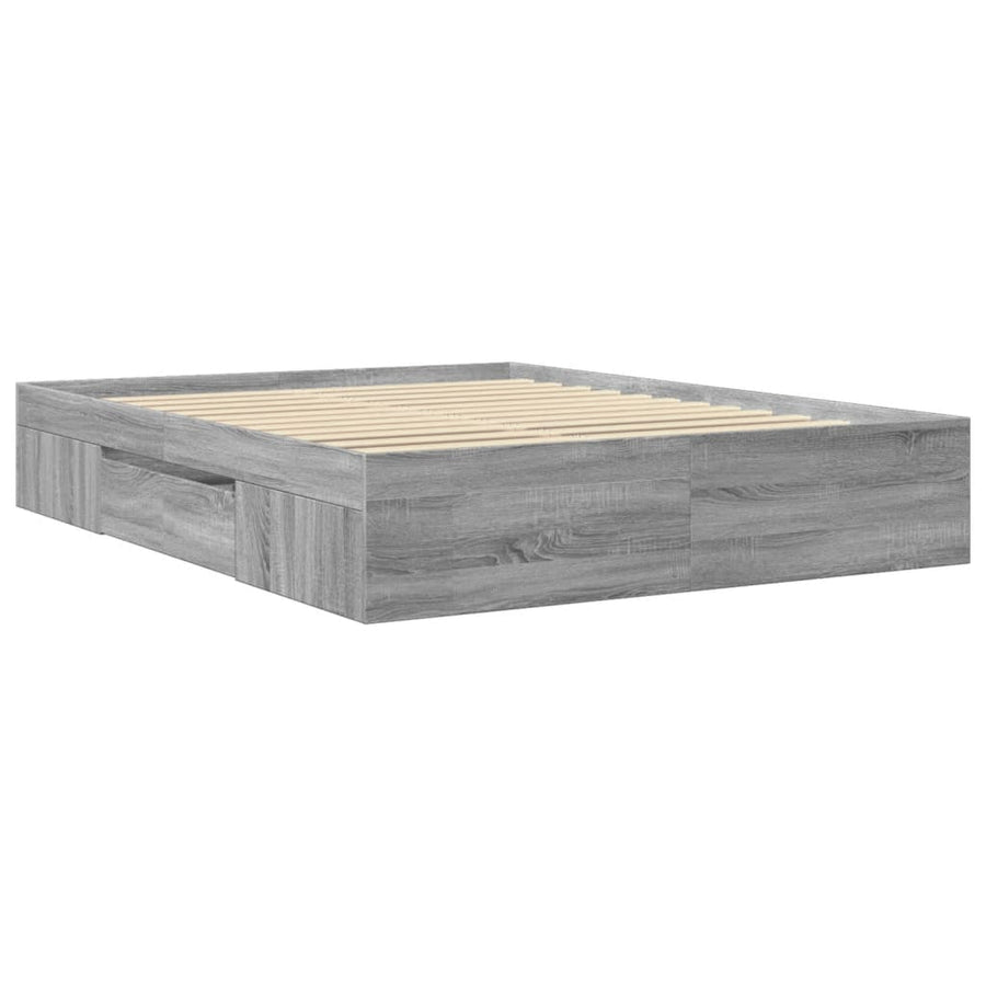 Bedframe bewerkt hout grijs sonoma eikenkleurig 150x200 cm