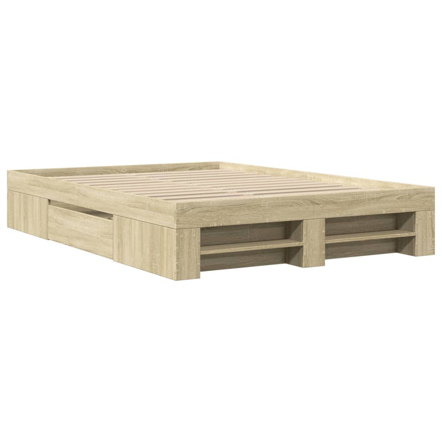 Bedframe bewerkt hout sonoma eikenkleurig 140x200 cm