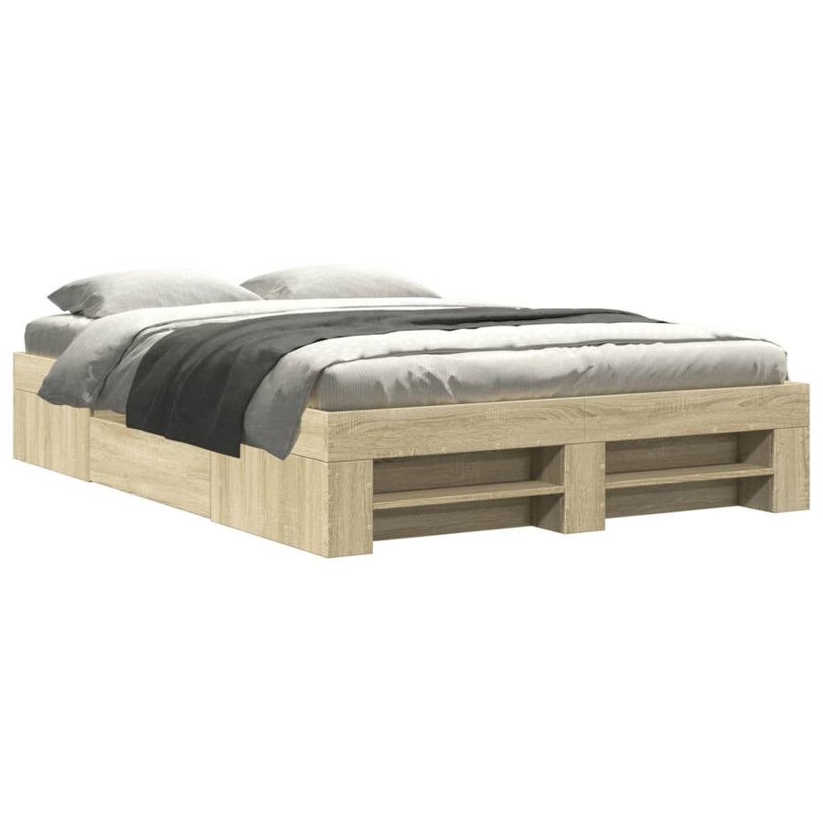 Bedframe bewerkt hout sonoma eikenkleurig 140x200 cm