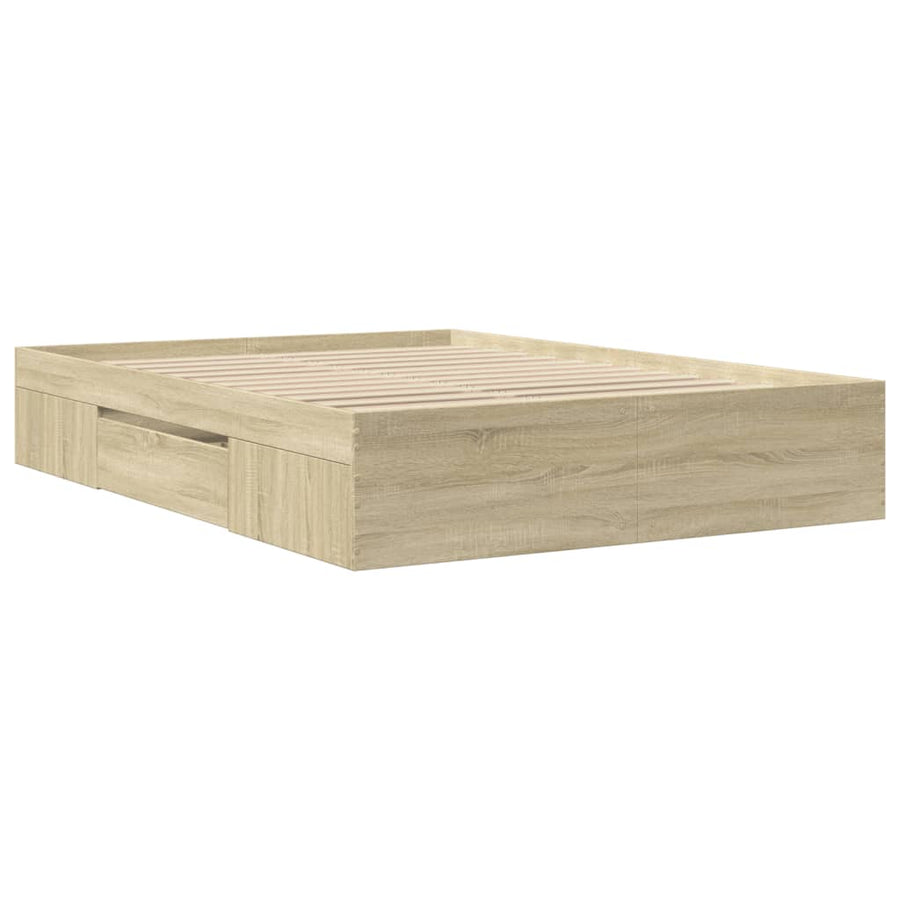Bedframe bewerkt hout sonoma eikenkleurig 140x200 cm