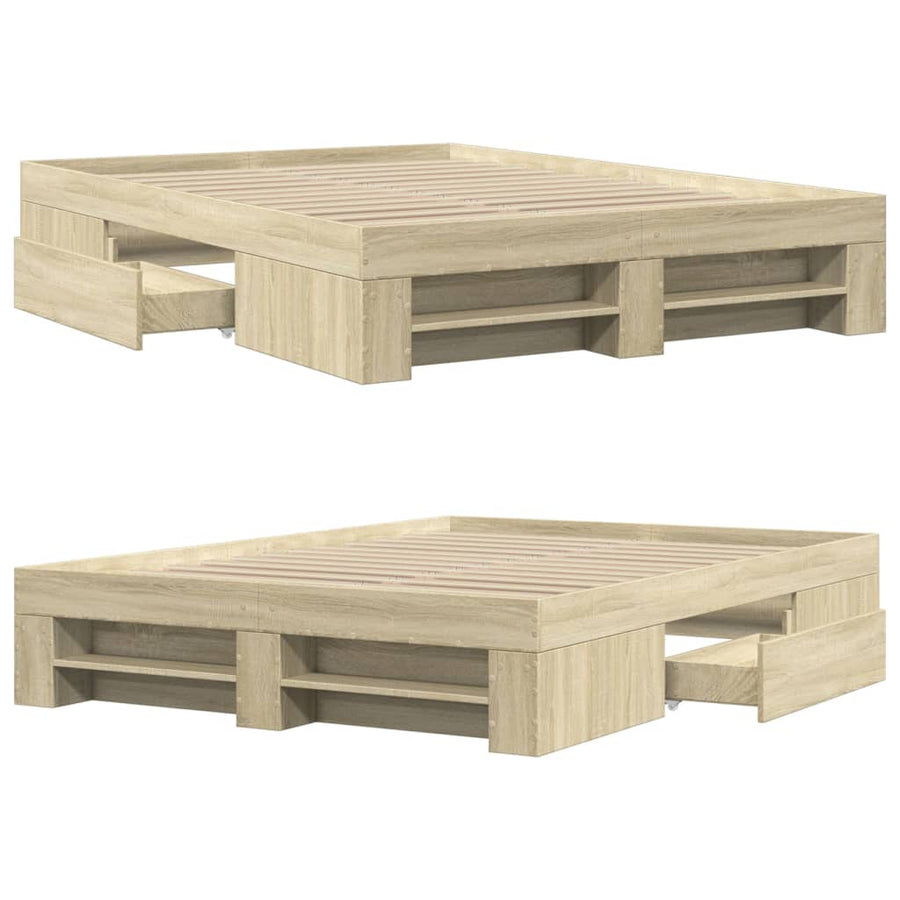 Bedframe bewerkt hout sonoma eikenkleurig 140x200 cm