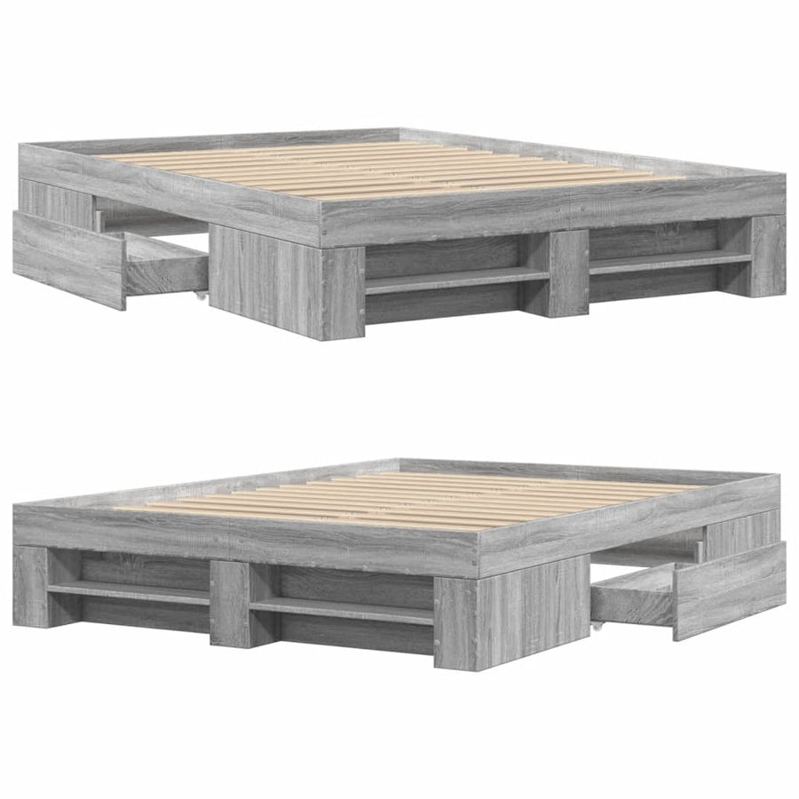 Bedframe bewerkt hout grijs sonoma eikenkleurig 140x200 cm