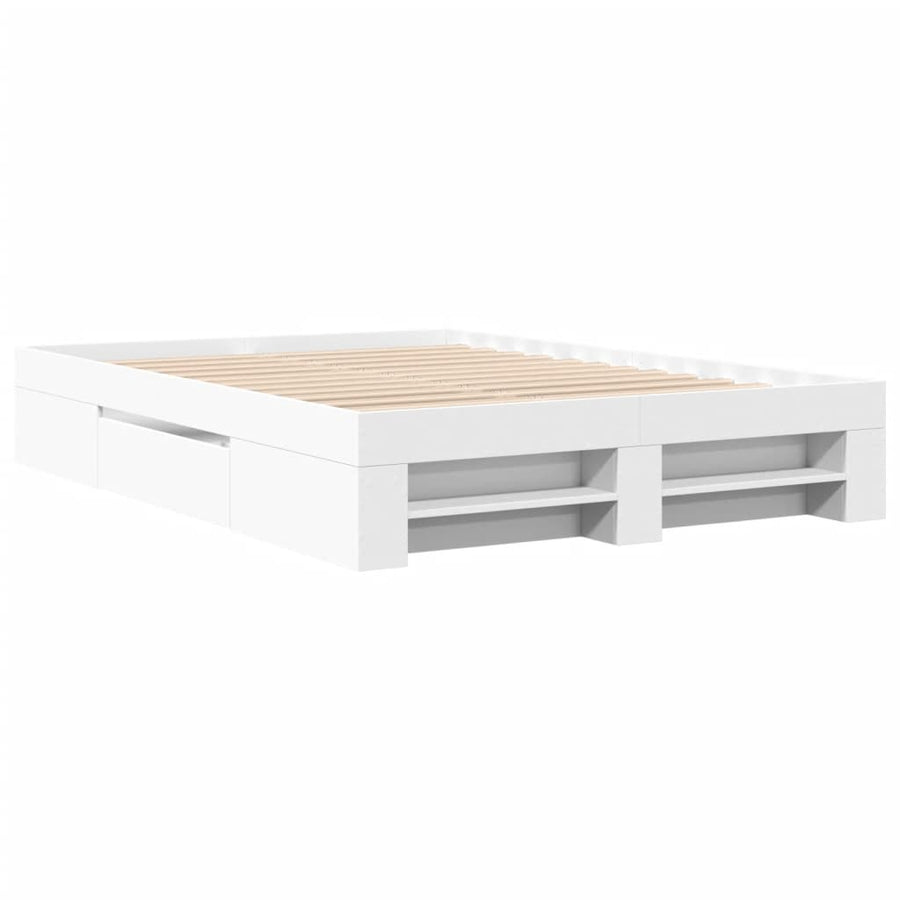 Bedframe massief hout wit 120x200 cm