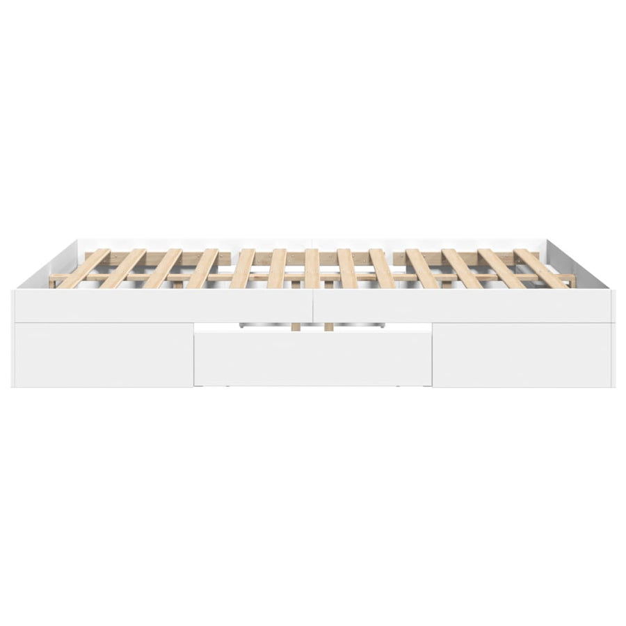 Bedframe massief hout wit 120x200 cm