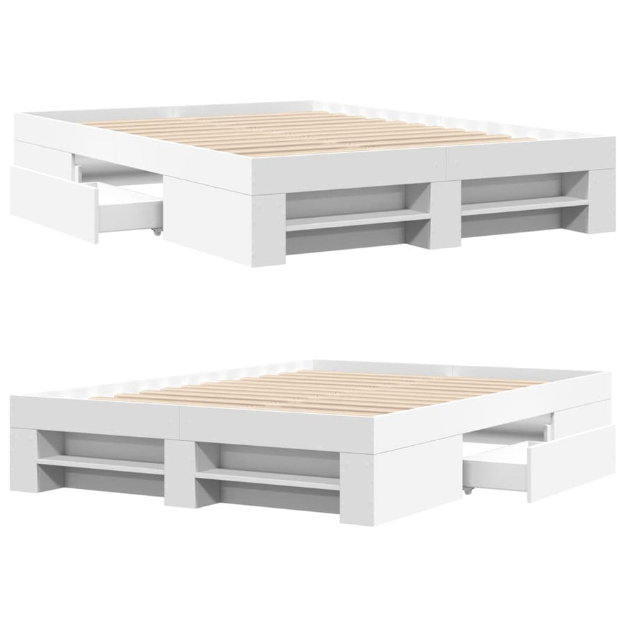 Bedframe massief hout wit 120x200 cm