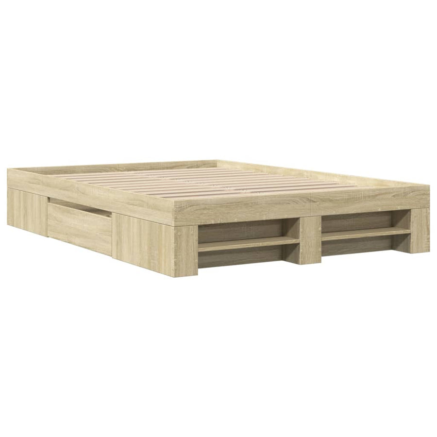 Bedframe bewerkt hout sonoma eikenkleurig 120x200 cm