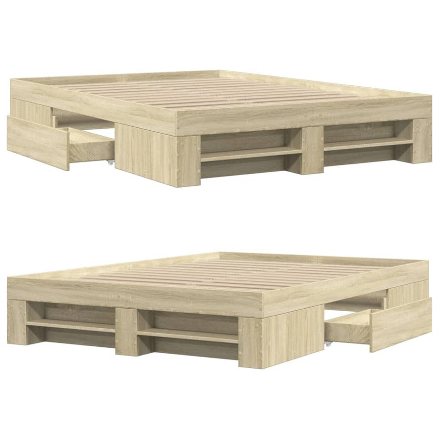 Bedframe bewerkt hout sonoma eikenkleurig 120x200 cm
