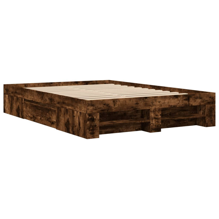 Bedframe bewerkt hout gerookt eikenkleurig 120x200 cm