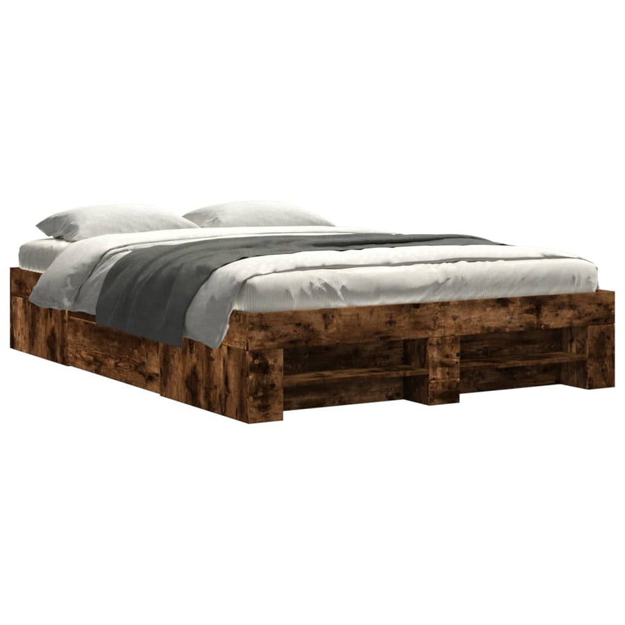 Bedframe bewerkt hout gerookt eikenkleurig 120x200 cm