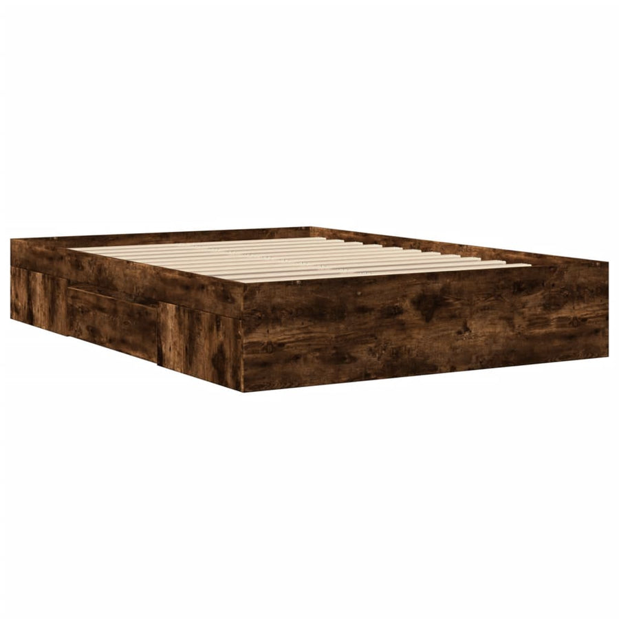 Bedframe bewerkt hout gerookt eikenkleurig 120x200 cm