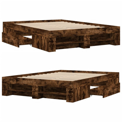 Bedframe bewerkt hout gerookt eikenkleurig 120x200 cm