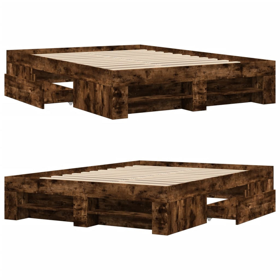Bedframe bewerkt hout gerookt eikenkleurig 120x200 cm