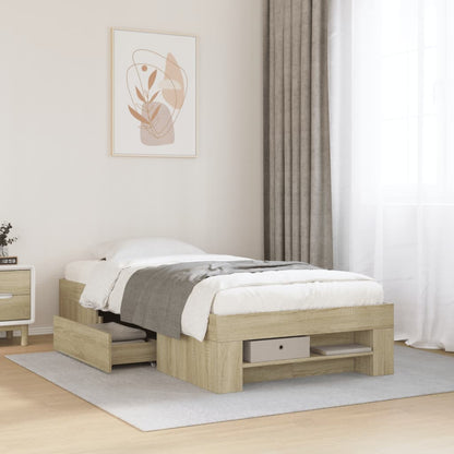 Bedframe bewerkt hout sonoma eikenkleurig 100x200 cm