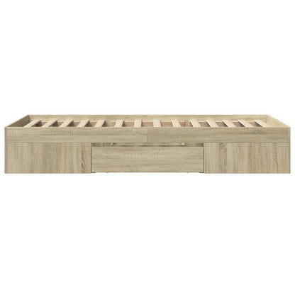 Bedframe bewerkt hout sonoma eikenkleurig 100x200 cm