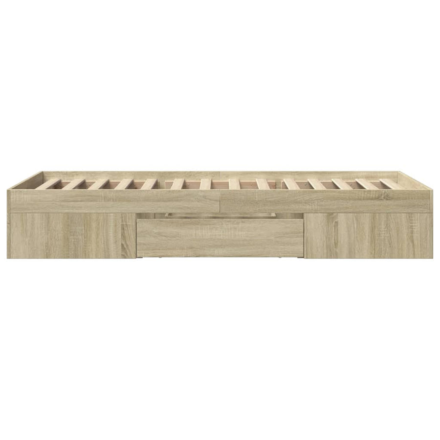 Bedframe bewerkt hout sonoma eikenkleurig 100x200 cm