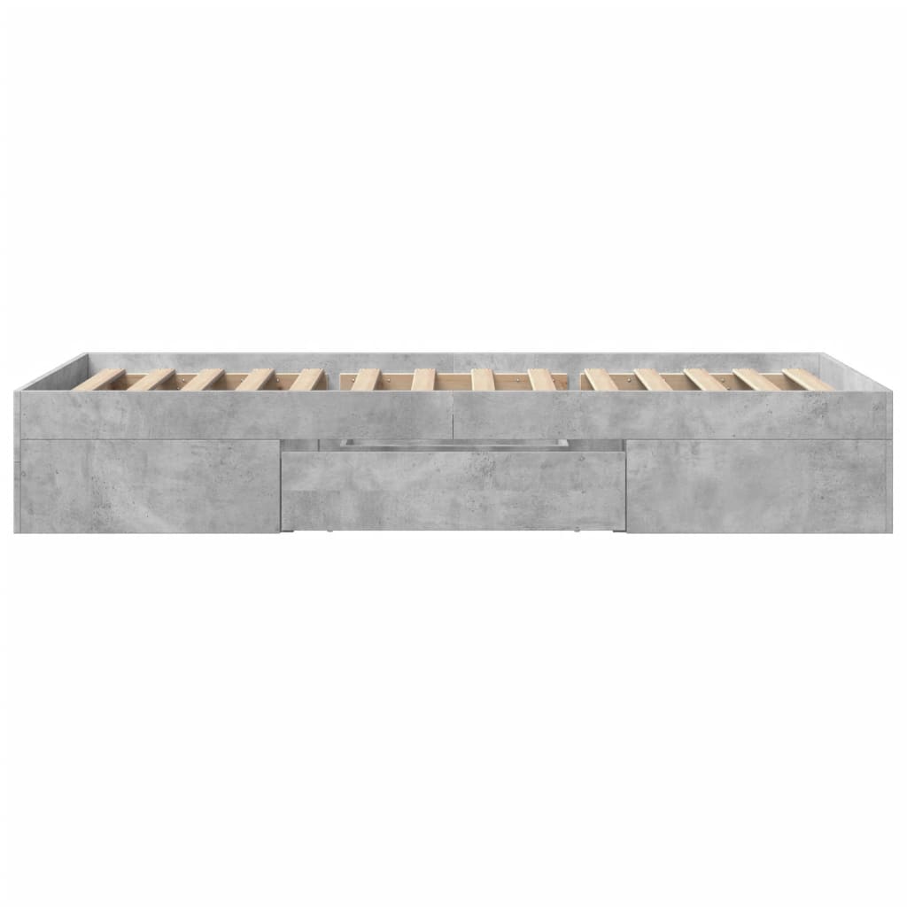 Bedframe bewerkt hout betongrijs 100x200 cm