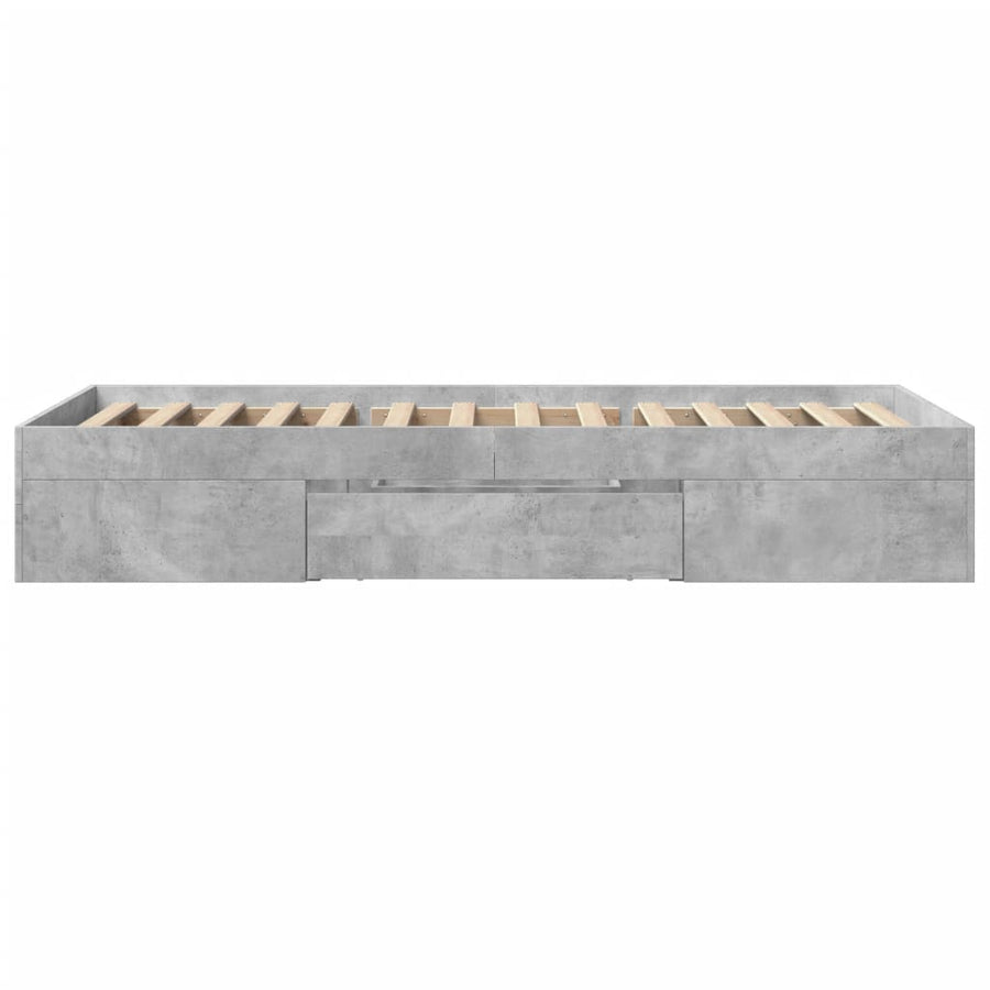 Bedframe bewerkt hout betongrijs 100x200 cm