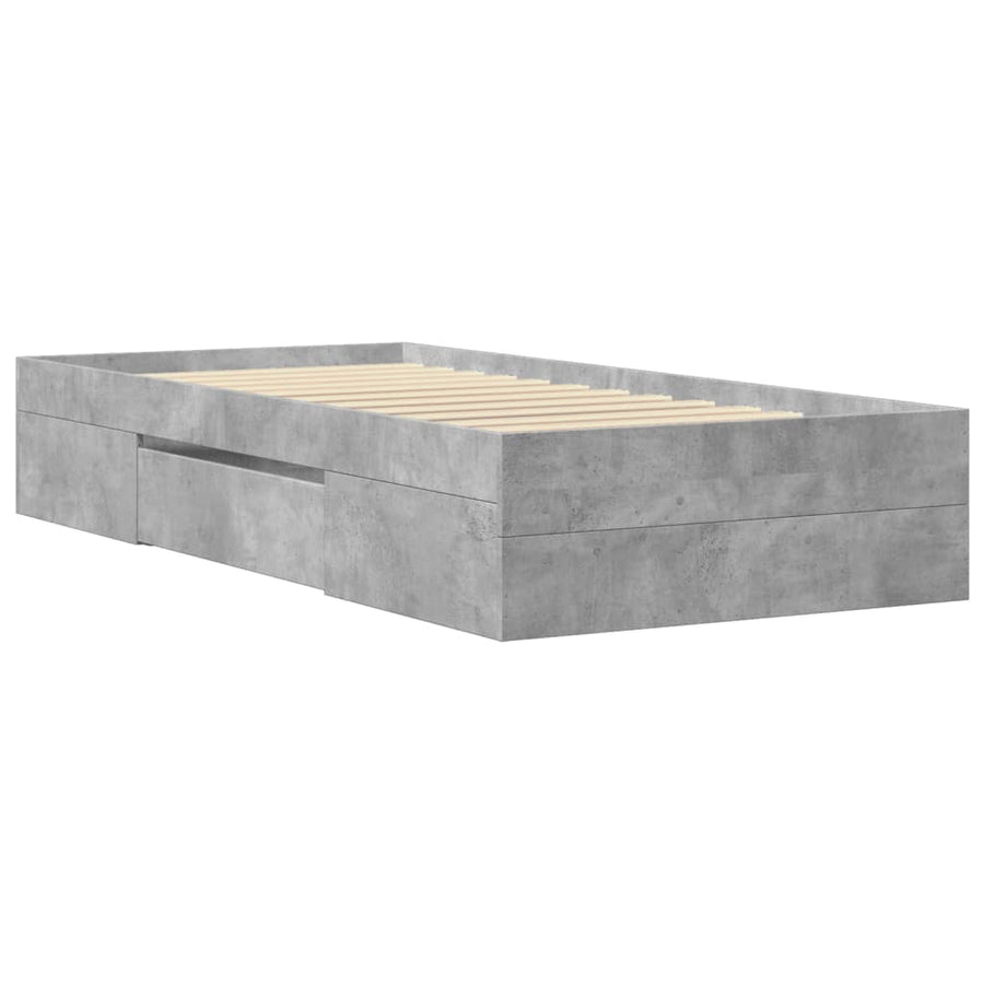 Bedframe bewerkt hout betongrijs 100x200 cm
