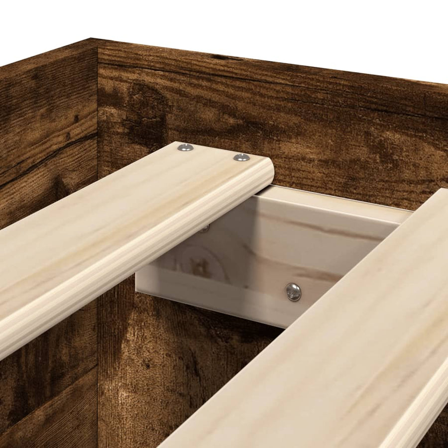 Bedframe bewerkt hout gerookt eikenkleurig 100x200 cm