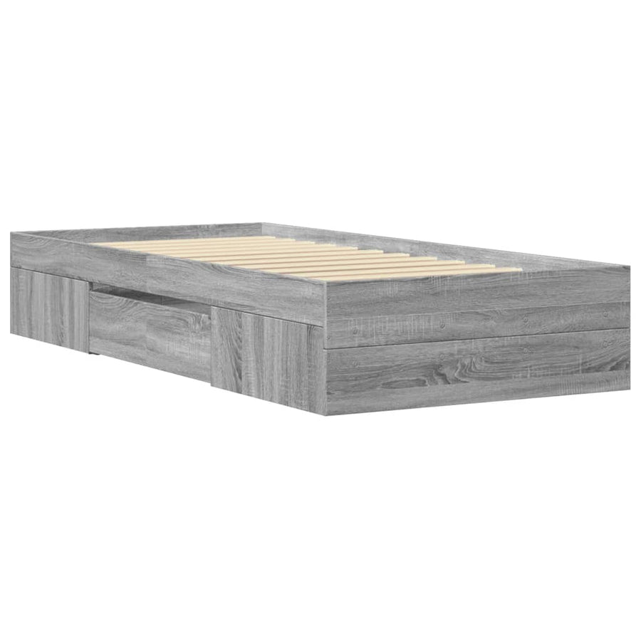 Bedframe bewerkt hout grijs sonoma eikenkleurig 100x200 cm