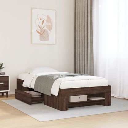 Bedframe bewerkt hout bruin eikenkleur 100x200 cm