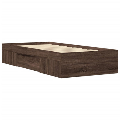 Bedframe bewerkt hout bruin eikenkleur 100x200 cm