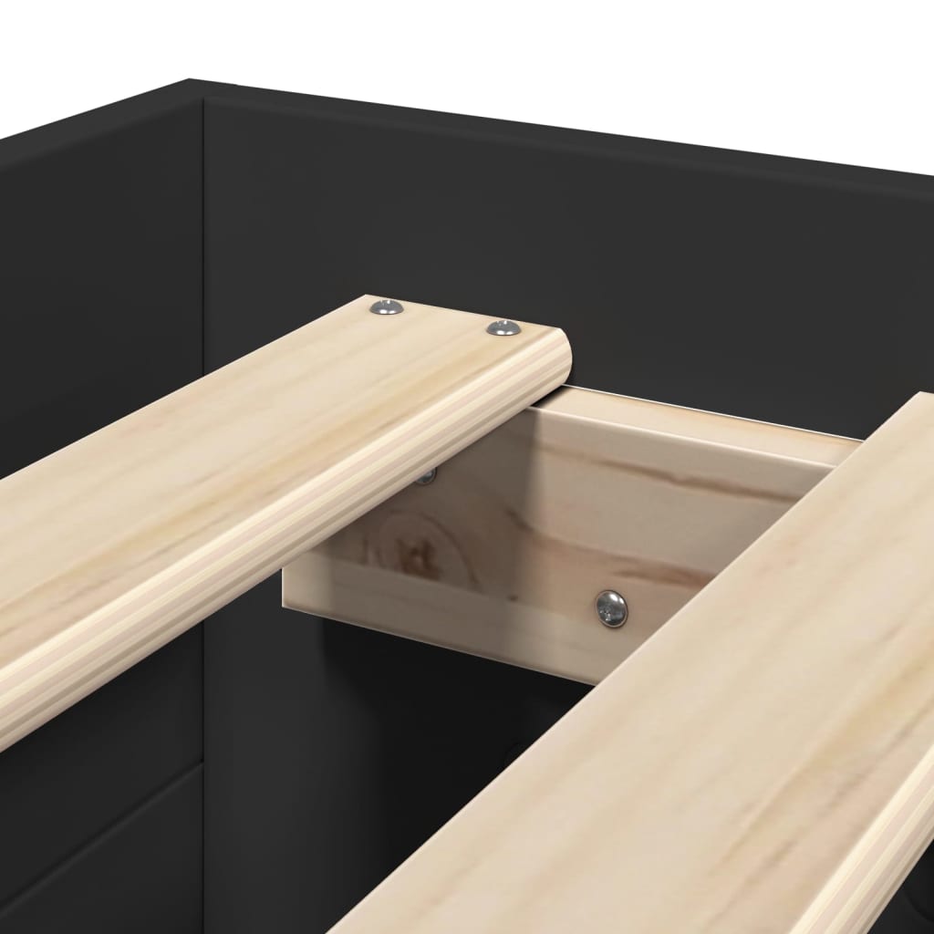 Bedframe bewerkt hout zwart 90x200 cm