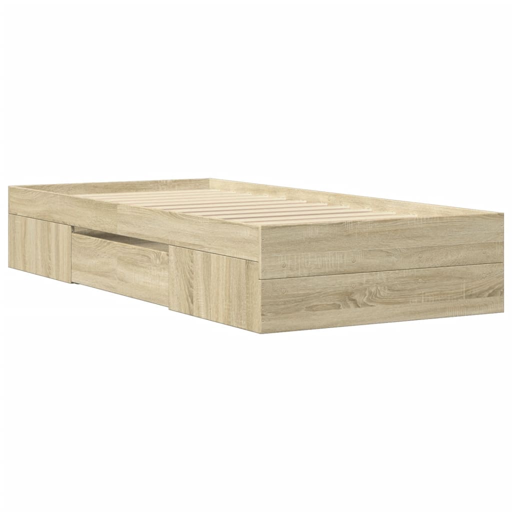 Bedframe bewerkt hout sonoma eikenkleurig 90x200 cm