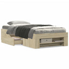 Bed frame without mattress wood sonoma oak colour 90x200 cm