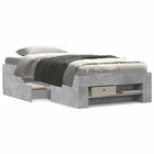 Bed frame engraved wood concrete grey 90x200 cm
