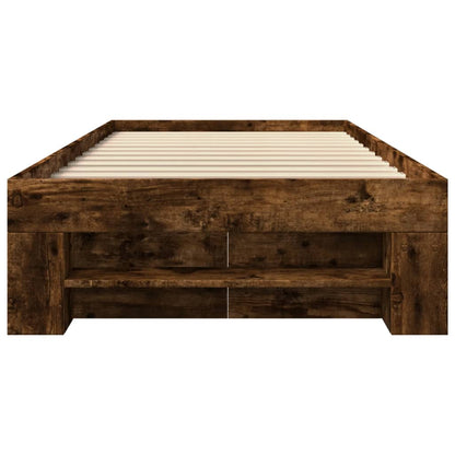 Bedframe bewerkt hout gerookt eikenkleurig 90x200 cm