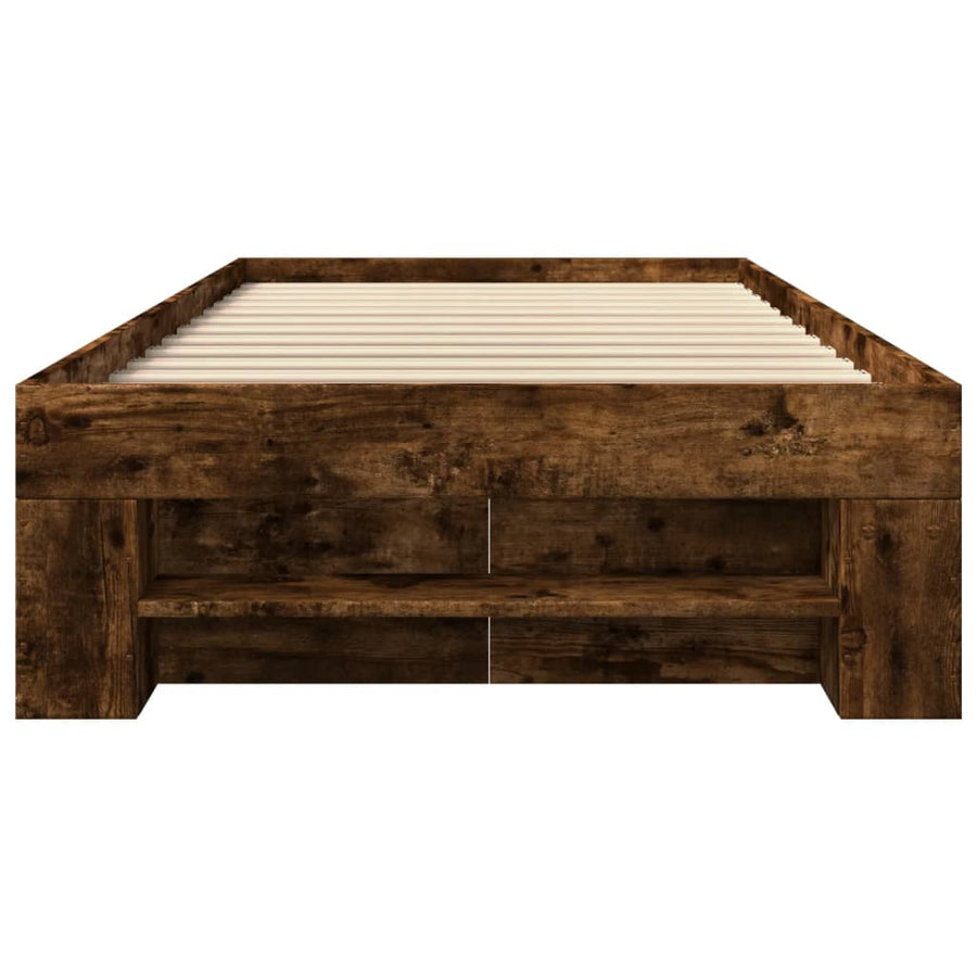 Bedframe bewerkt hout gerookt eikenkleurig 90x200 cm