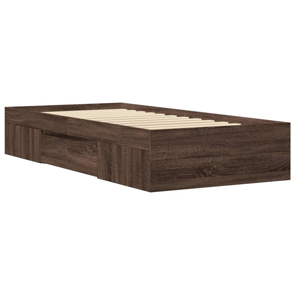 Bedframe bewerkt hout bruin eikenkleur 90x200 cm