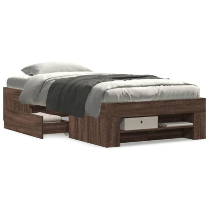 Bedframe bewerkt hout bruin eikenkleur 90x200 cm